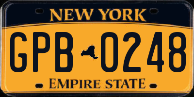 NY license plate GPB0248