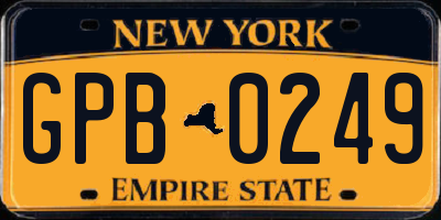NY license plate GPB0249