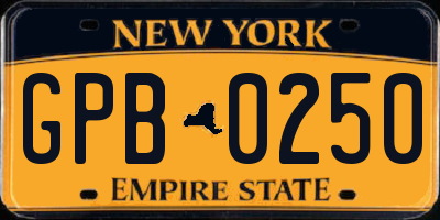 NY license plate GPB0250