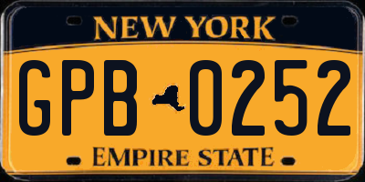 NY license plate GPB0252