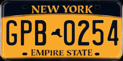 NY license plate GPB0254