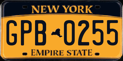 NY license plate GPB0255