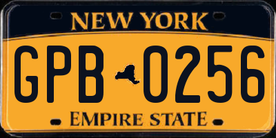 NY license plate GPB0256