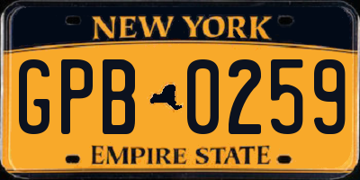 NY license plate GPB0259