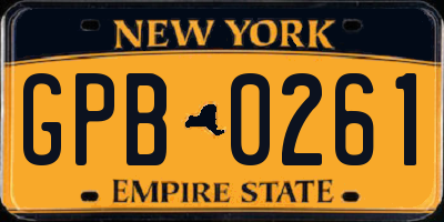 NY license plate GPB0261