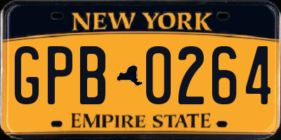 NY license plate GPB0264