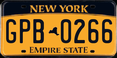 NY license plate GPB0266