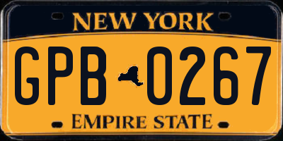 NY license plate GPB0267