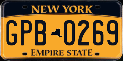NY license plate GPB0269