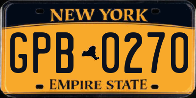 NY license plate GPB0270