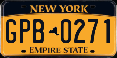 NY license plate GPB0271