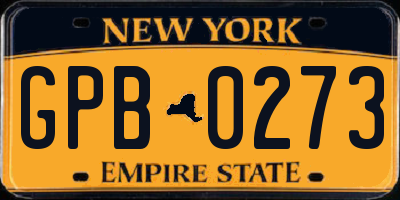 NY license plate GPB0273
