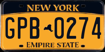 NY license plate GPB0274