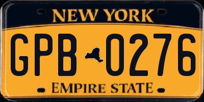 NY license plate GPB0276