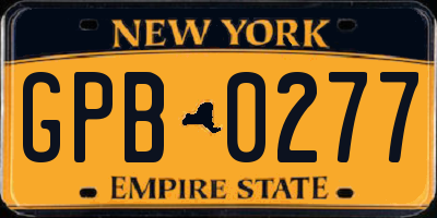 NY license plate GPB0277