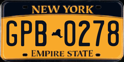 NY license plate GPB0278