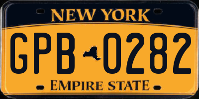 NY license plate GPB0282