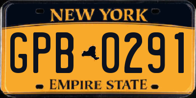 NY license plate GPB0291