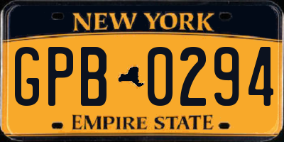 NY license plate GPB0294
