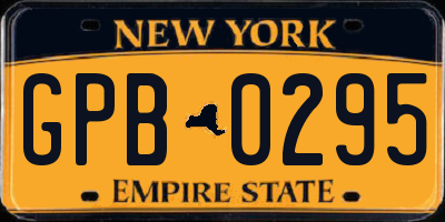 NY license plate GPB0295