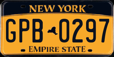 NY license plate GPB0297