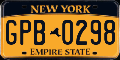 NY license plate GPB0298