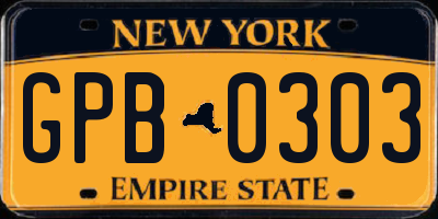 NY license plate GPB0303