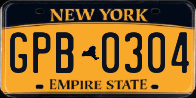 NY license plate GPB0304