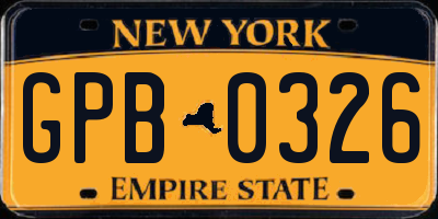 NY license plate GPB0326