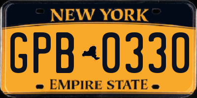NY license plate GPB0330