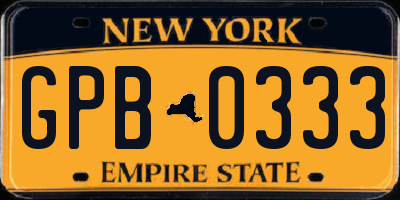 NY license plate GPB0333