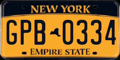 NY license plate GPB0334