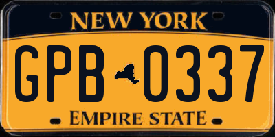 NY license plate GPB0337