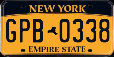 NY license plate GPB0338