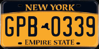NY license plate GPB0339