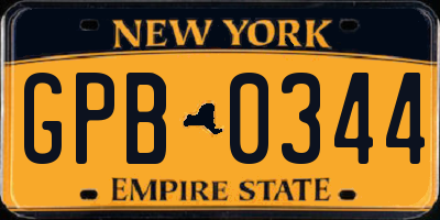 NY license plate GPB0344