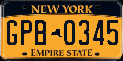 NY license plate GPB0345