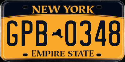 NY license plate GPB0348