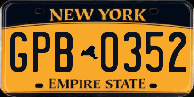 NY license plate GPB0352