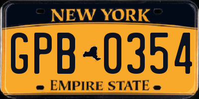 NY license plate GPB0354