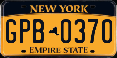 NY license plate GPB0370