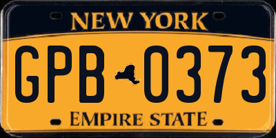 NY license plate GPB0373