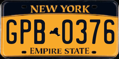 NY license plate GPB0376