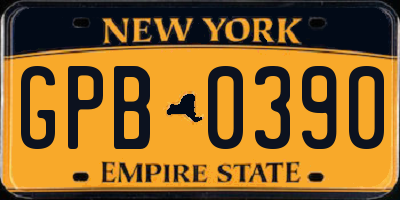 NY license plate GPB0390