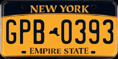 NY license plate GPB0393