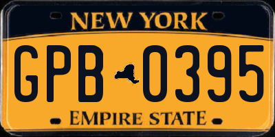NY license plate GPB0395