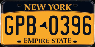 NY license plate GPB0396
