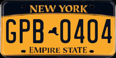 NY license plate GPB0404