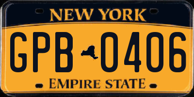 NY license plate GPB0406