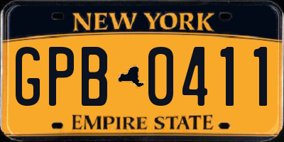 NY license plate GPB0411